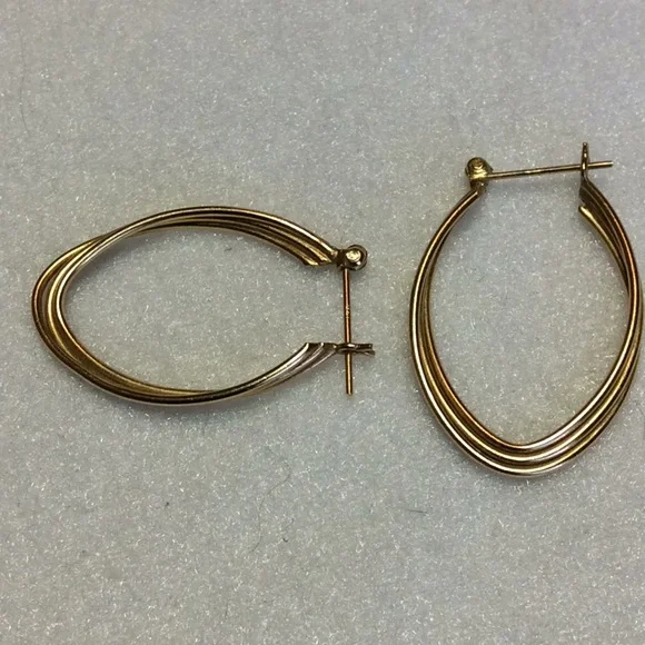 FINAL SALE PRICE 2 Pairs of 14K Triple Dia Earrings + Monet Hoops - Picture 6 of 8